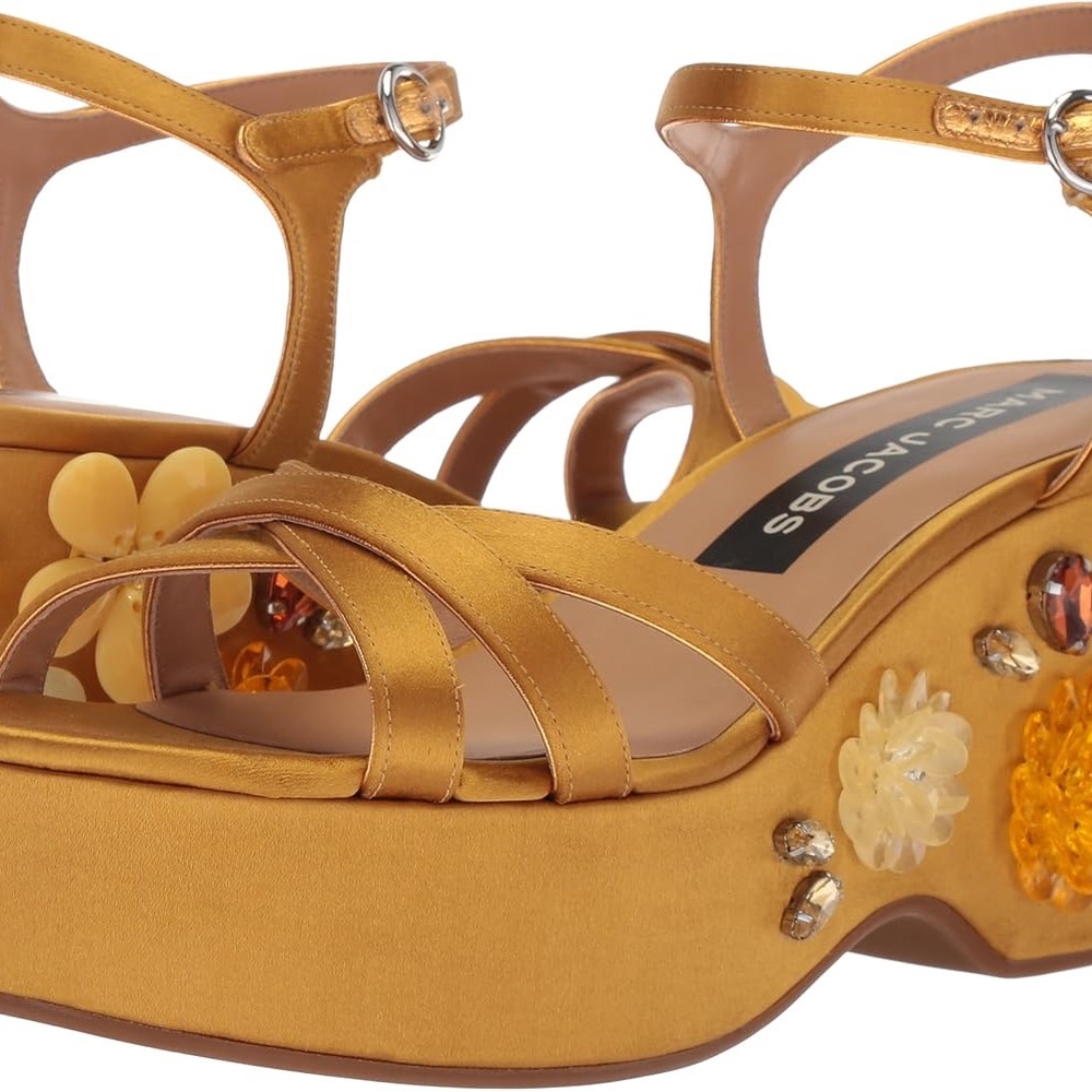 Marc Jacobs Women's Callie Embellished Satin Platform Wedge Sandals